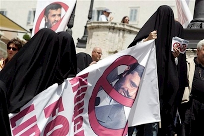 ابراز تنفر مردم ایتالیا از حضور احمدی نژاد در این کشور