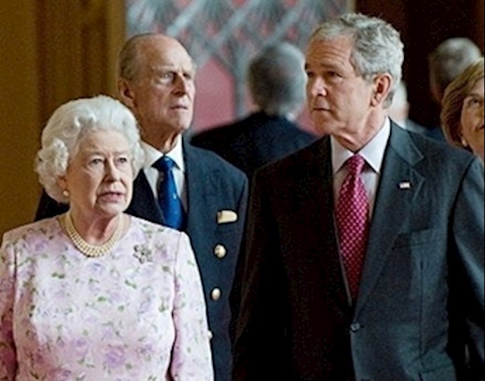 دیدار جرج بوش با ملکه انگلستان