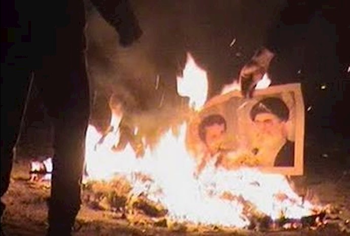 تظاهرکنندگان تصاویر منحوس خامنه ای وگماشته ولی فقیه را در تظاهرات16آذر به آتش کشیدند