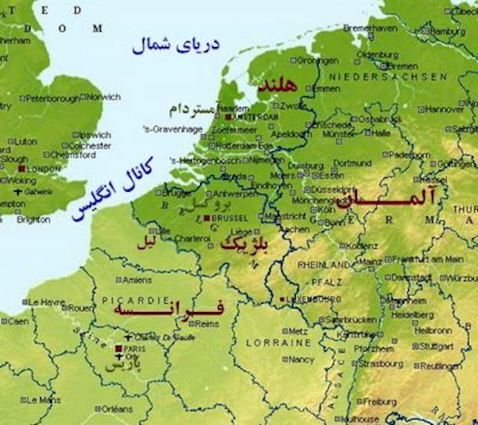 موقعیت بلژیک بر روی نقشه 