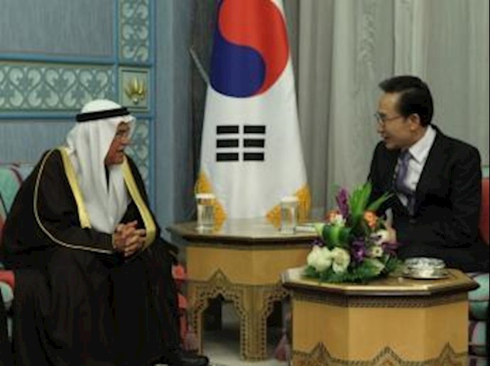 ملاقات علی النعیمی وزیرنفت عربستان سعودی و  لی مبوگ باک رئیس جمهوری کره جنوبی درریاض