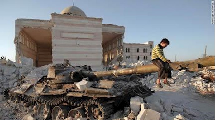 تانک منهدم شده بشار اسد در حلب