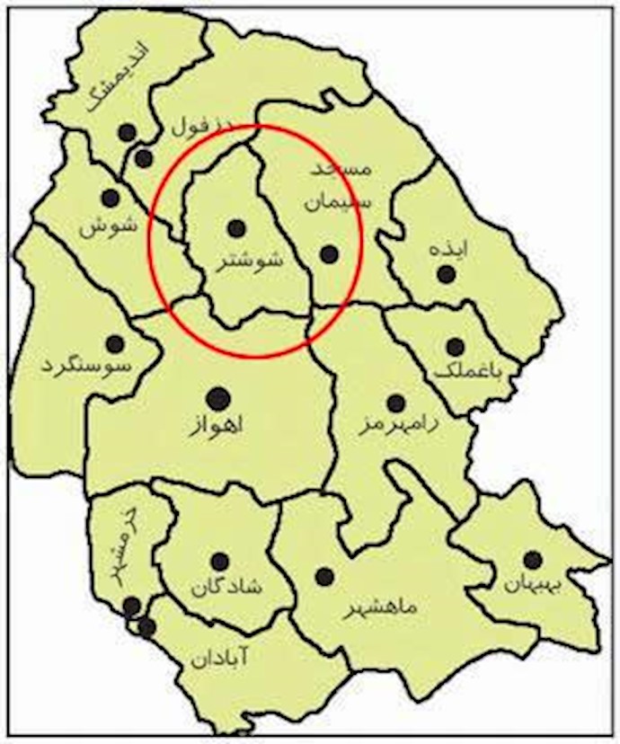 نقشه خوزستان - شوشتر