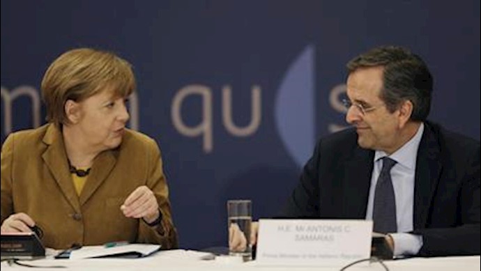 آنگلا مرکل صدراعظم آلمان در آتن پایتخت یونان با آنتونی ساموراس نخست‌وزیر این کشور دیدار و گفتگو کرد