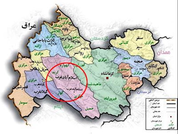 نقشه استان کرمانشاه