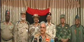 سرلشکر، خلیفه حفتر، فرمانده سابق نیروی زمینی لیبی و فرمانده «عملیات کرامت» علیه شبه‌نظامیان در لیبی