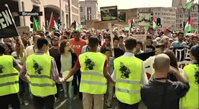 بروکسل - سلسله تظاهرات در اروپا علیه کشتار مردم فلسطین توسط اسرائیل