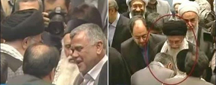 هادی عامری در حال دست بوسی خامنه‌ای