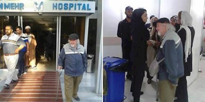 دکتر ملکی در مقابل بیمارستان مهر - رژيم آخوندى از ملاقات او با زندانى سياسى نرگس محمدى ممانعت كرد
