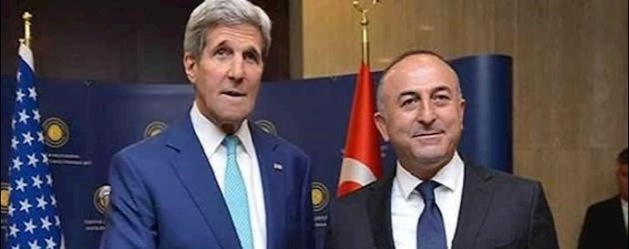 چاووش‌ اوغلو وزیر خارجه ترکیه  - جان کری وزیر خارجه آمریکا