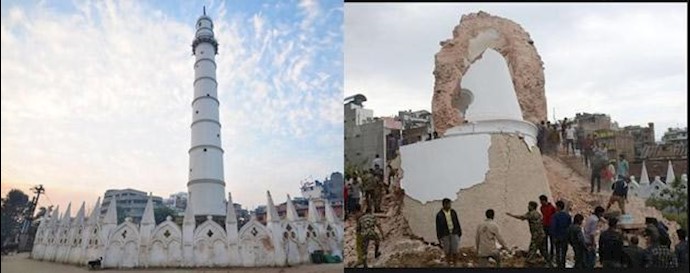 برج داراهارا قبل و بعد از زلزله