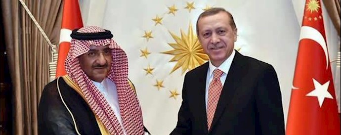 دیدار امیر محمد بن نایف وزیر کشور عربستان سعودی با رجب طیب اردوغان رئیس‌جمهور ترکیه 