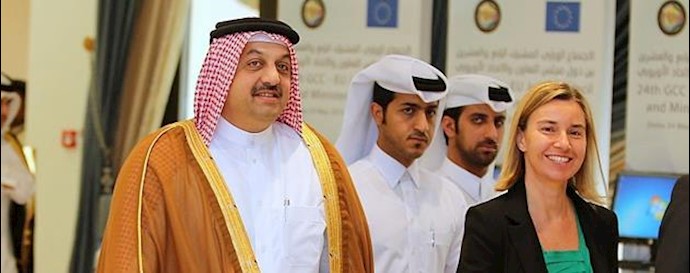 کنفرانس مطبوعاتی مشترک خالد العطیه وزیر خارجه قطر با مسئول سیاست خارجی اتحادیه اروپا فدریکا موگرینی؛