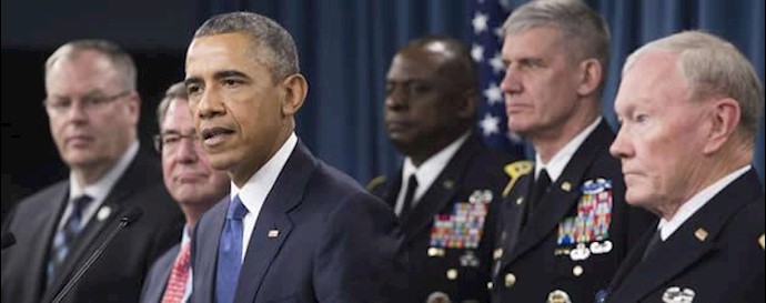 باراك اوباما رئيس جمهور آمريكا در بازديد از وزارت دفاع آمريكا - پنتاگون