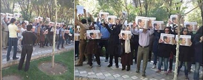 تجمع جمعی از مردم تهران در پارک ملت تهران در اعتراض به حکم اعدام محمد‌علی طاهری 