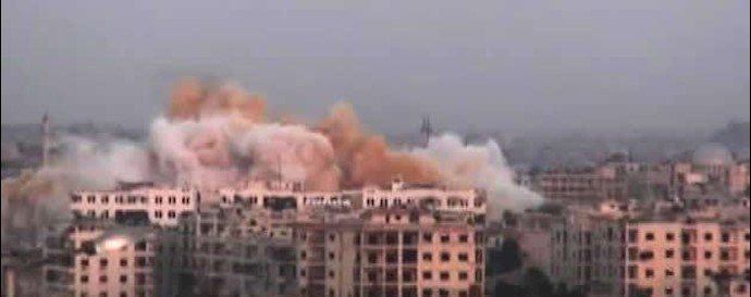 انهدام ساختمان اصلی تمرکز نظامیان اسد در حلب