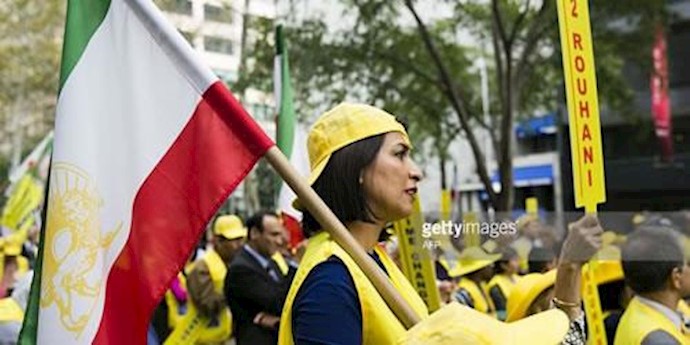 تظاهرات اپوزیسیون ایران علیه حضور روحانی - نیویورک 