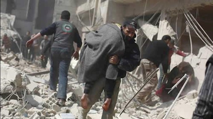 بمباران شهر حلب در سوریه توسط هواپیماهای روسیه و رژیم اسد