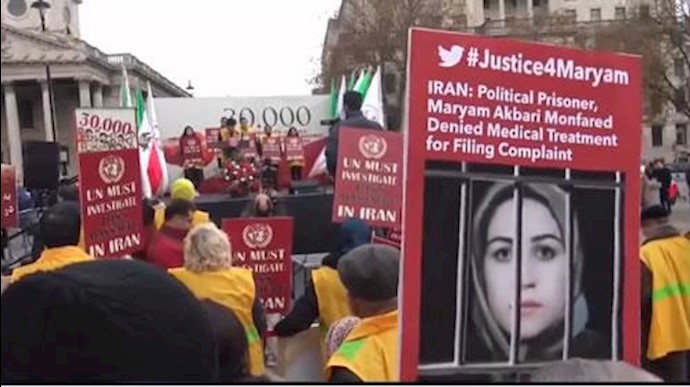 تظاهرات ایرانیان در حمایت از جنبش دادخواهی با حضور نمایندگان پارلمان انگلستان