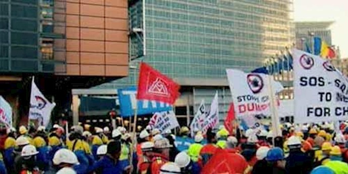 تظاهرات هزارات کارگر اروپایی علیه واردات فولاد از چین