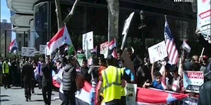 تظاهرات شهروندان یمنی مقیم آمریکا علیه دخالتهای رژی ایران 