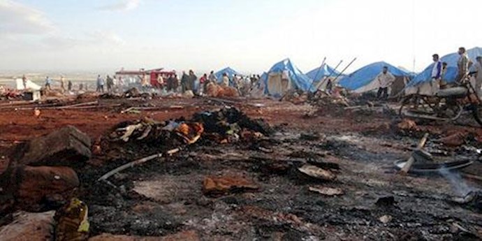 بمباران کمپ پناهجویان در ادلب توسط بشار اسد