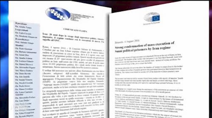 محكوميت قتلعام زندانیان مجاهد و مبارز در تابستان 67 توسط گروه دوستان ایران آزاد در پارلمان اروپا و کمیته ایتالیایی پارلمانترها