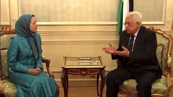 محمود عباس رئیس دولت  فلسطین - مریم رجوی رئیس جمهور برگزیده مقاومت ایران 