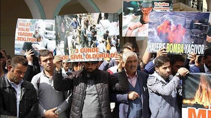تظاهرات مردم وان در ترکیه علیه کشتار غیرنظامیان در حلب