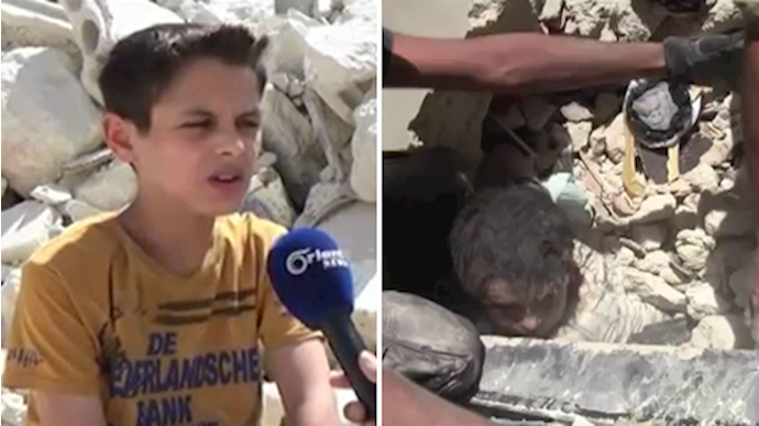 احمد کودک سوری که از زیر آوار بمبارانها بیرون کشیده شد 