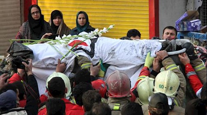 تشییع جنازه آتش نشانان در تهران