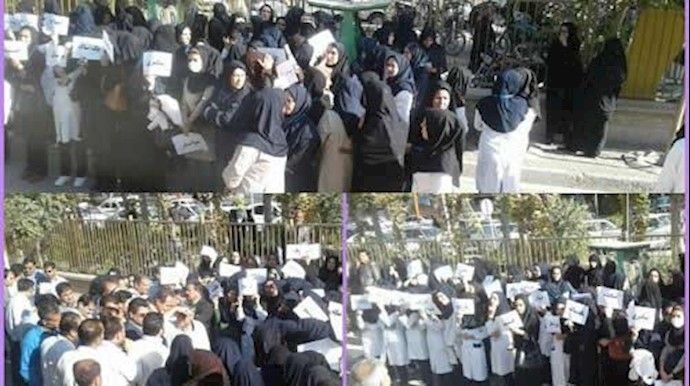 تجمع اعتراضی جمعی از پرسنل بیمارستان خمینی شهرستان فلاورجان