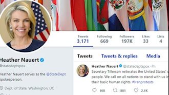 توییت هدر نائورت سخنگوی وزارت‌خارجه آمریکا در حمایت از قیام مردم ایران