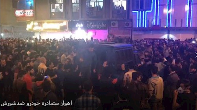 محاصره و تسخیر خودروی ضد شورش در اهواز