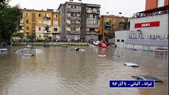 توفان و باران شدید در تیرانا، پایتخت آلبانی