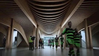 طرح ساختمان چوبی برای استادیوم فوتبال
