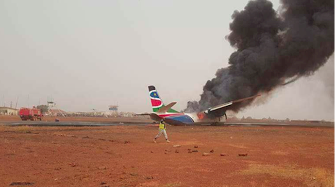 هواپیمای سودان جنوبی پس ازسقوط
