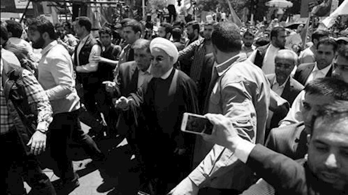 فرار رئیس جمهور ارتجاع از دست لباس شخصیهای خامنه ای در راهپیمایی روز قدس رژیم