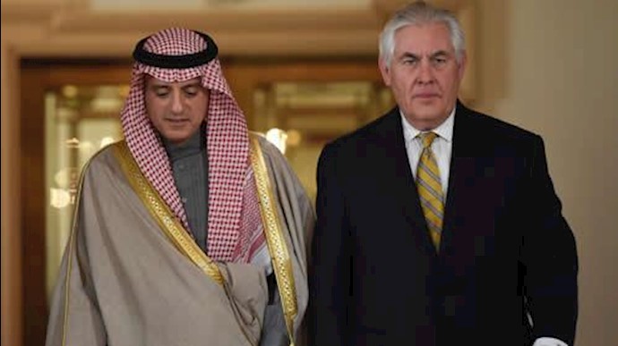 عادل الجبیر وزیر خارجه عربستان سعودی با رکس تیلرسون وزیر خارجه آمریکا