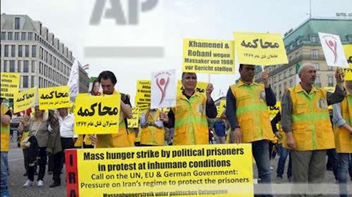 تظاهرات اشرف‌نشانها در آلمان در همبستگی با زندانیان سیاسی در حال اعتصاب‌غذا در گوهردشت 