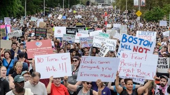 تظاهرات دهها هزار نفره در بوستون آمریکا