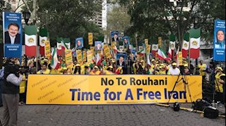 تظاهرات اشرف نشانها در اعتراض به حضور روحانی در مجمع عمومی 