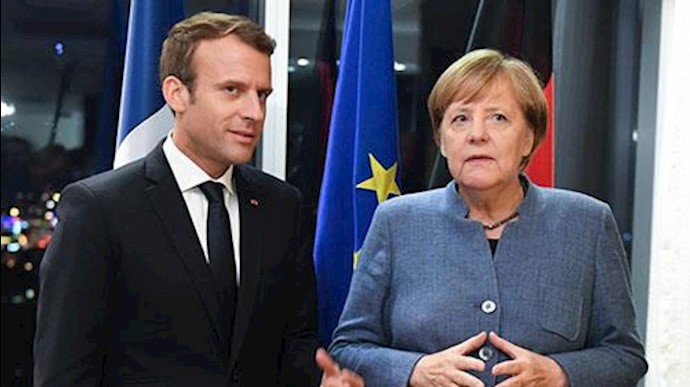 آنگلا مرکل صدراعظم آلمان و امانوئل ماکرون رئیس‌جمهور فرانسه