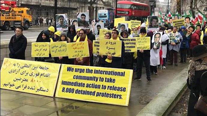 تظاهرات هواداران مقاومت در همبستگی با قیام مردم ایران در لندن