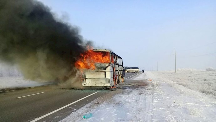 اتوبوس منفجرشده در  جاده سامارا به چیمکند