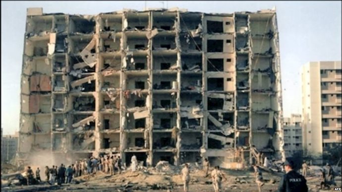 ساختمان خبر در عربستان بعد از  انفجار