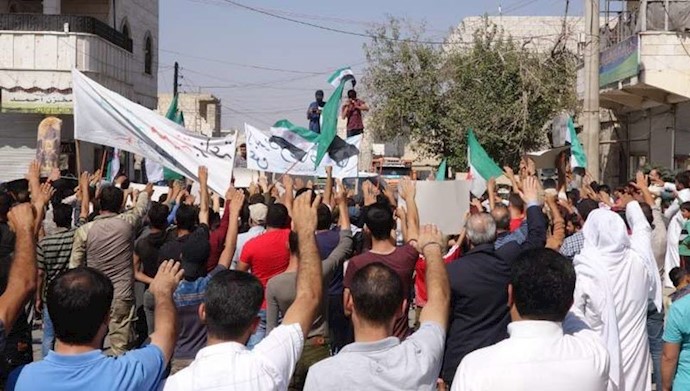 تظاهرات مردم سوریه در استان ادلب
