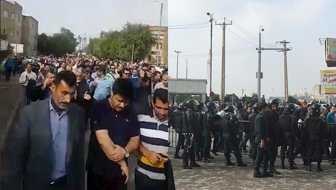 تظاهرات کارگران فولاد اهواز و حضور نیروهای سرکوبگر