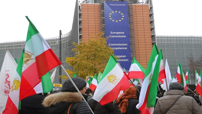 تظاهرات هموطنان ایرانی در مقابل مقر اتحادیه اروپا در بروکسل
