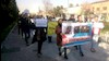 تجمع جمعی از کارگران تهران در مقابل مجلس رژیم در حمایت از کارگران گروه ملی فولاد و  نیشکر هفتتپه